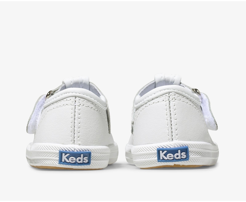 Keds Kids Slip Ons White - Champion Toe Cap T-Strap - 309RWEGLB